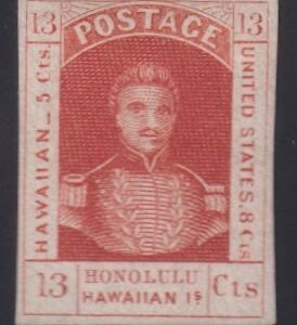 US Possessions - Hawaii #6 Hinged Mint  VF No gum nice margins Cat Value: $900