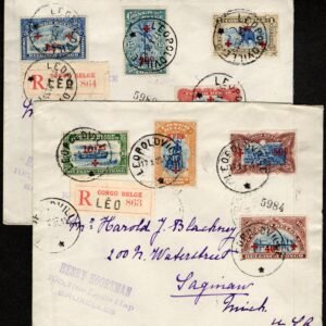 Belgian Congo 1918 Two Registered Covers to U.S.