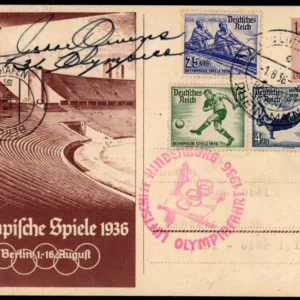 Germany 1936 Olympic Flight Signed Jesse Owens