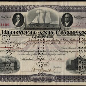 Hawaii 1930 C. Brown & Co. Stock Certificate