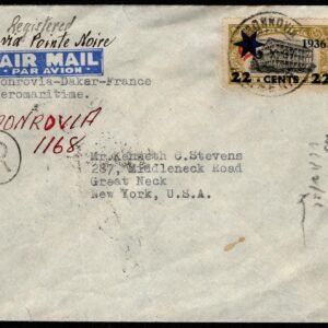 Liberia 1937 Registered Cover to NY with Scott 257