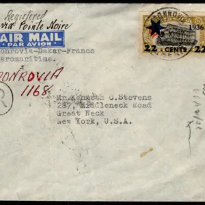 Liberia 1937 Registered Cover to NY with Scott 257