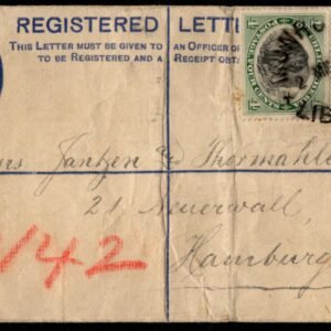 Liberia 1893 10c Registered Entire with #33 and #35
