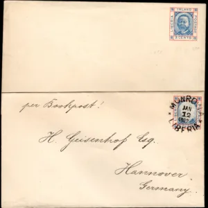Liberia 1892 Stationery with Portrait Obliterated