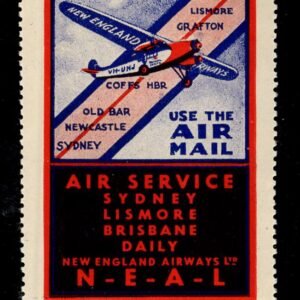 Australia 1932-1934 New England Airways Baggage Label