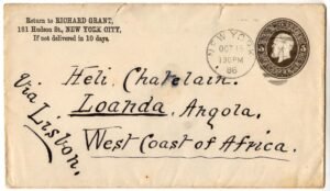 US 1886 Cover NY to Loanda, Angola via Lisbon