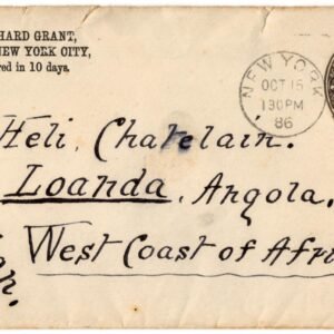 US 1886 Cover NY to Loanda, Angola via Lisbon
