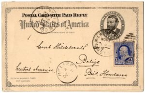 US 1892 Reply Card, Milwaukee to British Honduras