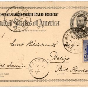 US 1892 Reply Card, Milwaukee to British Honduras