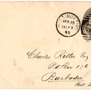 US 1893 U351 Cover from Baltimore, MD to Barbados VF
