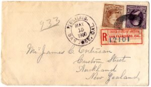 US 1900 Registered Cover San Jose, CA to New Zealand VF