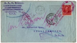 US 1902 Richmond, VA Cover with 282 sent to Cape of Good Hope F-VF