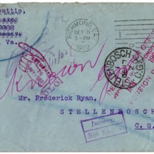 US 1902 Richmond, VA Cover with 282 sent to Cape of Good Hope F-VF