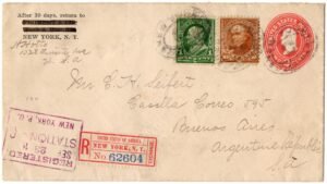 US 1902 Registered Cover NY to Argentina VF
