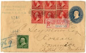 US 1902 Registered Cover Syracuse, NY - Dominica B.W.I.