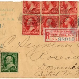 US 1902 Registered Cover Syracuse, NY - Dominica B.W.I.