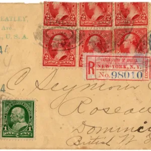 US 1902 Registered Cover Syracuse, NY - Dominica B.W.I.