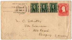 US 1903 U395 Cover from Boulder, CO to Alto Parana, Paraguay F-VF