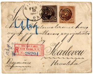 US 1903 Pittock, NY Registered Cover with 272 and 283 to Croatia F-VF