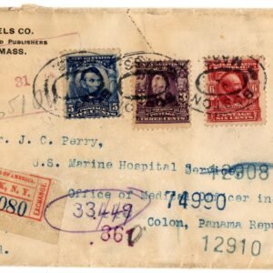 US 1905 Registered Cover From Boston to Colon, Panama F-VF