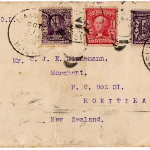 US Hawaii 1907 Cover to New Zealand F-VF