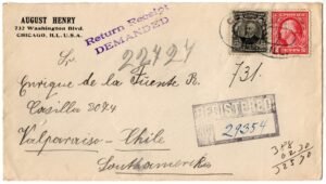 US 1915 Cover Chicago - Chile, Registered