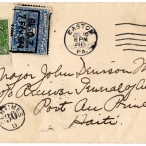 US 1921 Cover from Easton, PA to Haiti, Postage Due VF