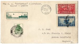 US / Great Britain 1929  S.S.  Karlsrhue Catapult Cover with Dual Franking