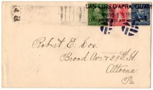 US - Guam 1, 2, 5 1899 Cover San Luis - PA