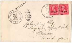 US - Guam 1903 Cover to Everett, WA via San Francisco -San Jose - Loa Angeles