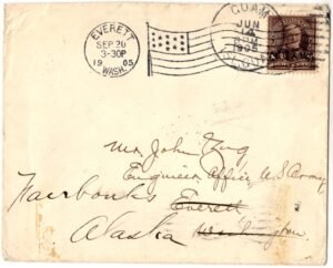 US - Guam #7 1905 Cover to Everett, WA redirected to Alaska, VF and Unique!