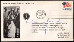 US 1966 #1208 on Cover Signed by Indira Gandhi,  Prime Minister