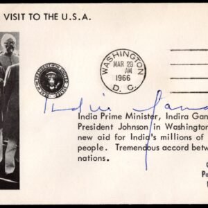 US 1966 #1208 on Cover Signed by Indira Gandhi,  Prime Minister