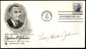 US 1965 #1213 Inauguration Day Cover for LBJ Signed by Lady Bird Johnson