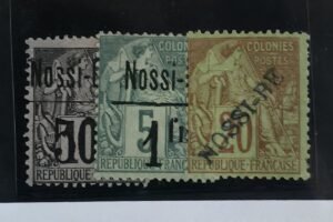 French Colonies and French Area - Nossi-Be #24, 26, 31 Unused/Hinged