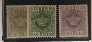 French Colonies and French Area - St. Thomas Princi #3b, 6c, 7b Unused/Hinged VF