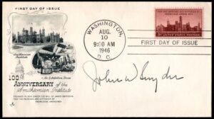 US 1946 #943 FDC Signed by John W. Snyder, Secretary of Treasury