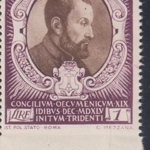 Vatican 114 Error F - VF NH Imperf at bottom margin from bottom pane