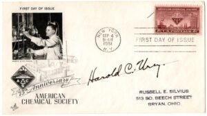 US 1952 #1002 FDC Signed by Harold C. Urey, 1934 Noble Prize in Chemistry