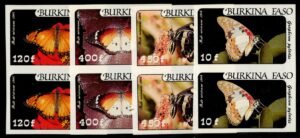 Burkina Faso 1984 #C305-C308 NH VF Imperf Pairs, Butterflies