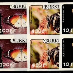 Burkina Faso 1984 #C305-C308 NH VF Imperf Pairs, Butterflies