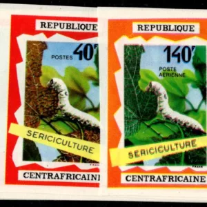 Central Africa 131+134, C83 Imperf Pair NH, Horse, Cow, Caterpillar