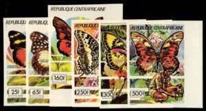 Central Africa 1990 #956-61 NH VF Imperf, Butterflies