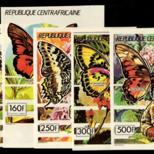 Central Africa 1990 #956-61 NH VF Imperf, Butterflies