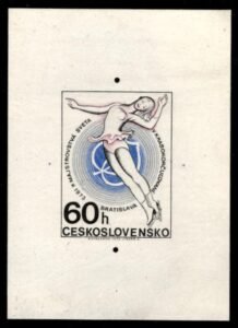 Czechoslovakia 1864 Proof on Heavy Paper, Ice Skating