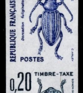 France 1982  J107 NH imperf color proofs in strip of 5, Insect