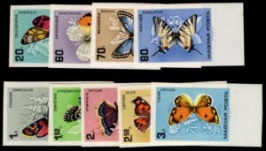 Hungary 1966 #1726-34 NH Imperfs, Butterflies