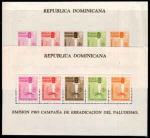 Dominican Republic 1962  Two NH anti-Malaria S/S, Perf and Imperf with B39-40, CB24-25 and 25 + 5c