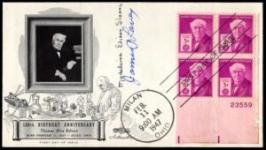 US 945 Autographed FDC  Signed by Madelain Edison Sloane, Daughter