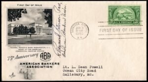 US 987 Autographed FDC Signed by F. Raymond Peterson, Pres. of Am. Bankers
